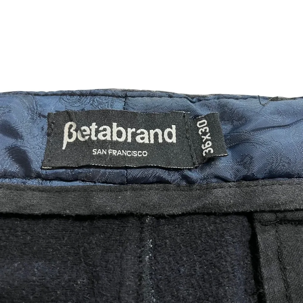 Betabrand Mens Pinstripe Straight Leg Trousers‎ Grey White 36x30 Dress Pants